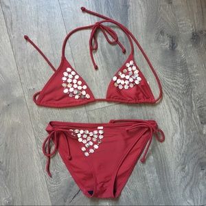 VS Burgundy Embellished String Bikini 👙